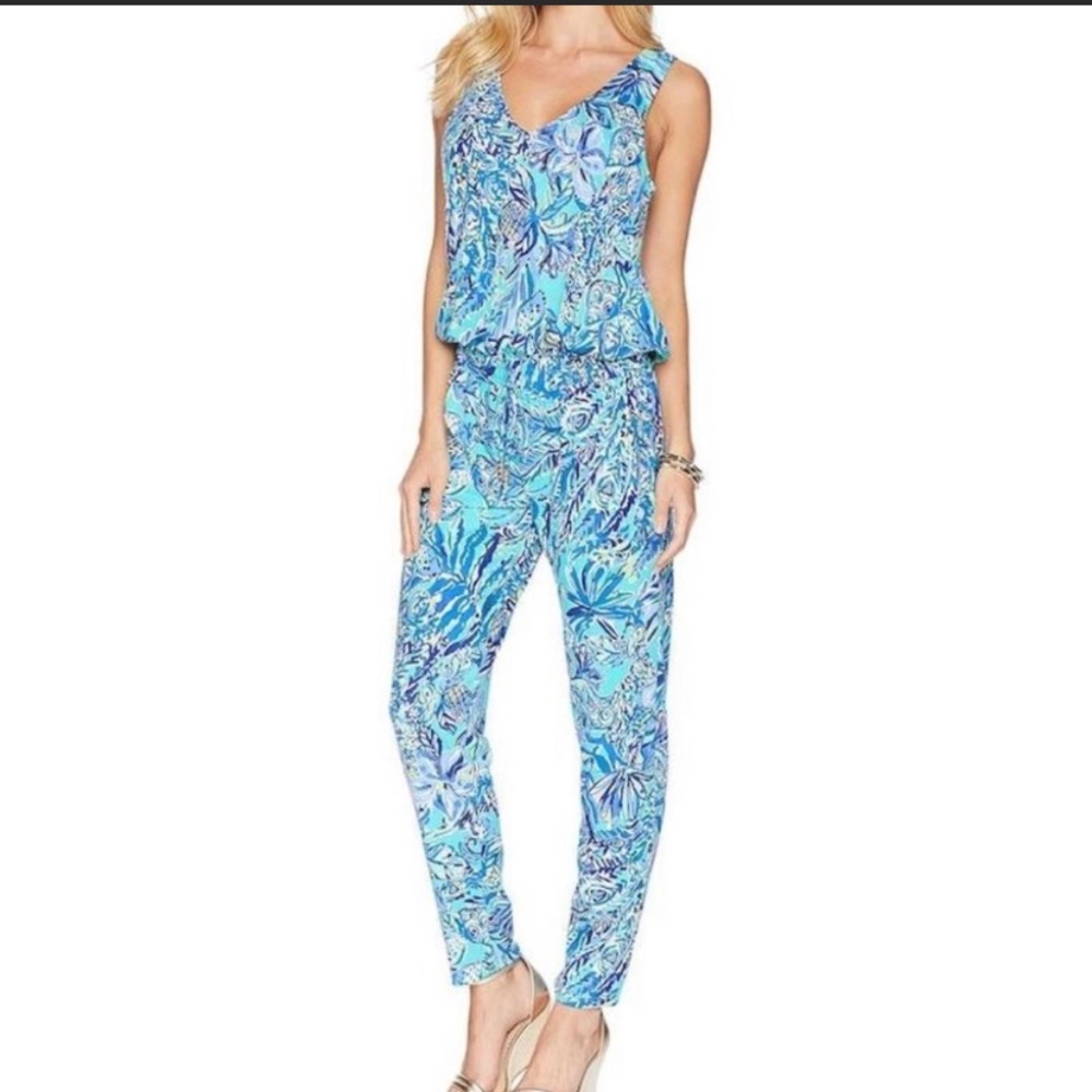 Lilly Pulitzer Paulina Jumpsuit Blue Sneak a Beak
